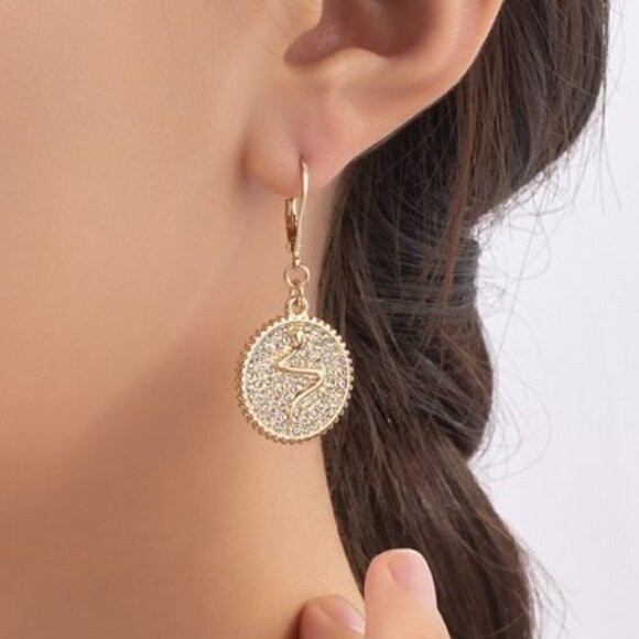 MARIABELLA RHINESTONE SNAKE COIN EARRINGS - Picture 2 of 2